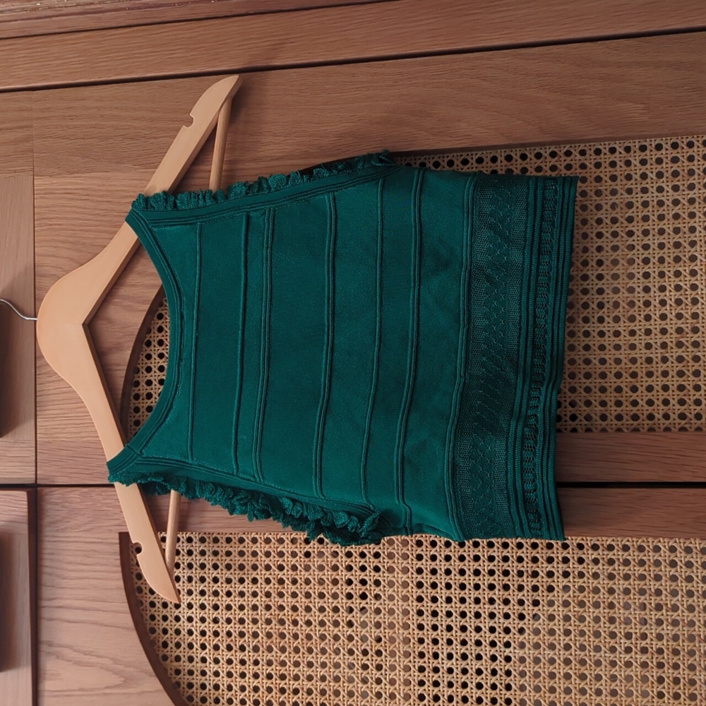 NWT Sandro Green Knit Crop Top - Size Small - Picture 4 of 6